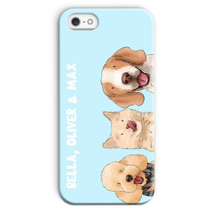 Watercolour: Custom Three Pet Phone Case - Paw & Glory - Dog Portraits - Pet Portraits