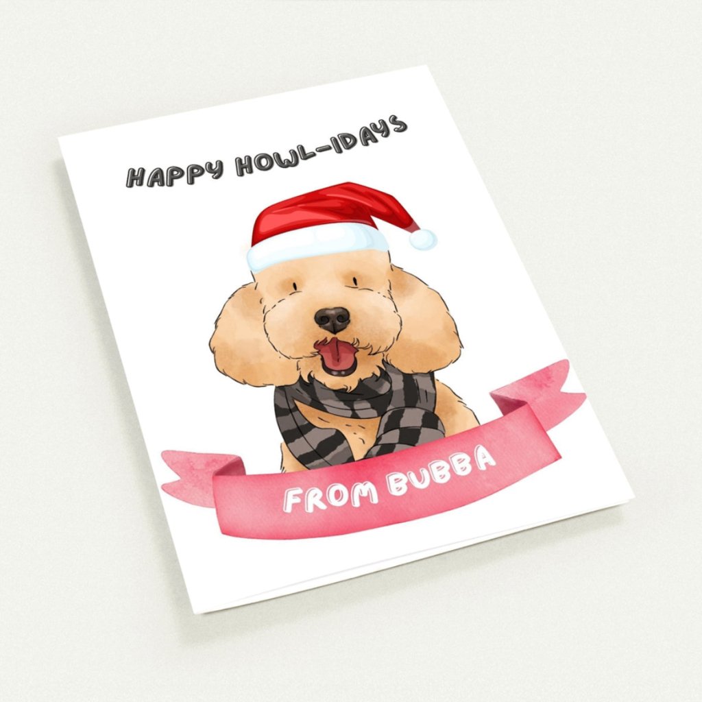 Watercolour Happy Howlidays Christmas Cards - Paw & Glory - Dog Portraits - Pet Portraits