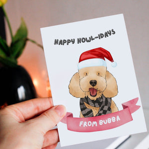 Watercolour Happy Howlidays Christmas Cards - Paw & Glory - Dog Portraits - Pet Portraits