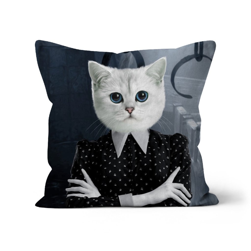 Wednesday (Adams Family Inspired): Custom Pet Pillow - Paw & Glory - Dog Portraits - Pet Portraits