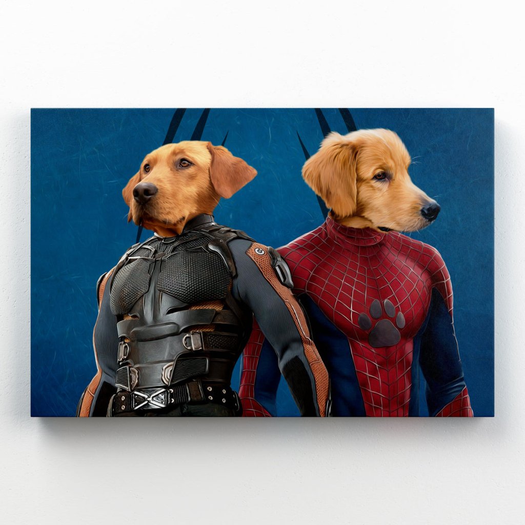 Wolverine & Spider Paw: Custom Pet Canvas - Paw & Glory - Dog Portraits - Pet Portraits