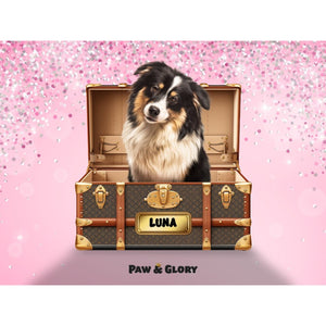 Woofy Vuitton Luxury Trunk: Custom Digital Download Pet Portrait - Paw & Glory - Dog Portraits - Pet Portraits