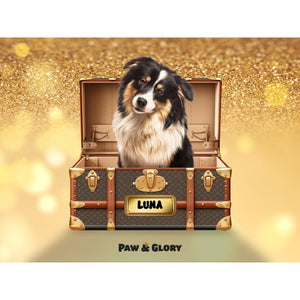 Woofy Vuitton Luxury Trunk: Custom Digital Download Pet Portrait - Paw & Glory - Dog Portraits - Pet Portraits