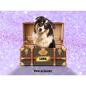 Woofy Vuitton Luxury Trunk: Custom Digital Download Pet Portrait - Paw & Glory - Dog Portraits - Pet Portraits