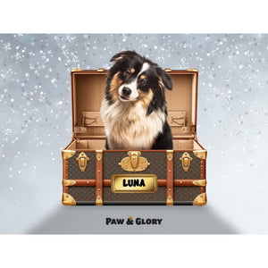 Woofy Vuitton Luxury Trunk: Custom Digital Download Pet Portrait - Paw & Glory - Dog Portraits - Pet Portraits