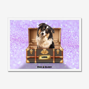 Woofy Vuitton Luxury Trunk: Custom Pet Portrait - Paw & Glory - Dog Portraits - Pet Portraits