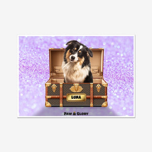 Woofy Vuitton Luxury Trunk: Custom Pet Portrait - Paw & Glory - Dog Portraits - Pet Portraits