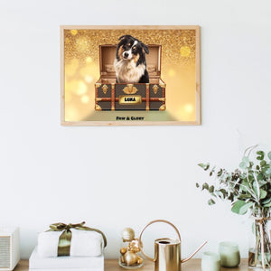 Woofy Vuitton Luxury Trunk: Custom Pet Portrait - Paw & Glory - Dog Portraits - Pet Portraits