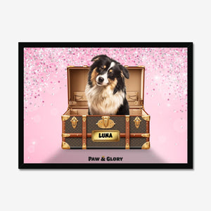 Woofy Vuitton Luxury Trunk: Custom Pet Portrait - Paw & Glory - Dog Portraits - Pet Portraits