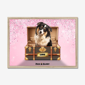 Woofy Vuitton Luxury Trunk: Custom Pet Portrait - Paw & Glory - Dog Portraits - Pet Portraits