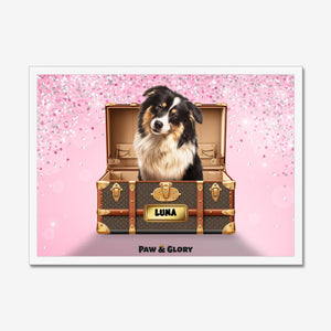 Woofy Vuitton Luxury Trunk: Custom Pet Portrait - Paw & Glory - Dog Portraits - Pet Portraits