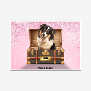 Woofy Vuitton Luxury Trunk: Custom Pet Portrait - Paw & Glory - Dog Portraits - Pet Portraits