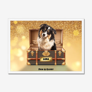 Woofy Vuitton Luxury Trunk: Custom Pet Portrait - Paw & Glory - Dog Portraits - Pet Portraits