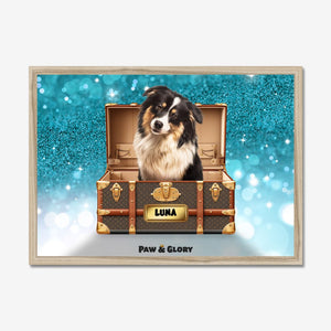 Woofy Vuitton Luxury Trunk: Custom Pet Portrait - Paw & Glory - Dog Portraits - Pet Portraits