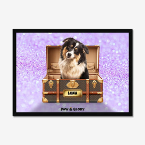 Woofy Vuitton Luxury Trunk: Custom Pet Portrait - Paw & Glory - Dog Portraits - Pet Portraits