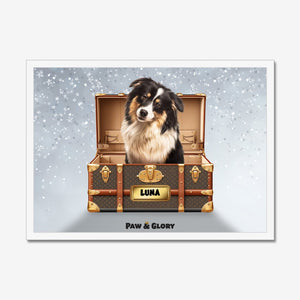 Woofy Vuitton Luxury Trunk: Custom Pet Portrait - Paw & Glory - Dog Portraits - Pet Portraits