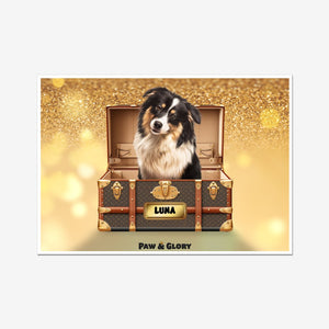 Woofy Vuitton Luxury Trunk: Custom Pet Portrait - Paw & Glory - Dog Portraits - Pet Portraits