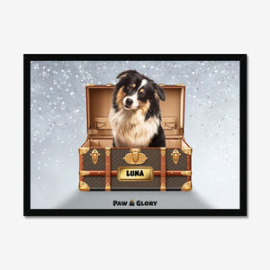 Woofy Vuitton Luxury Trunk: Custom Pet Portrait - Paw & Glory - Dog Portraits - Pet Portraits