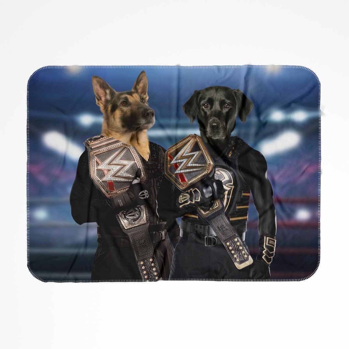 WrestleMania Champs: Custom Pet Blanket - Paw & Glory - Dog Portraits - Pet Portraits