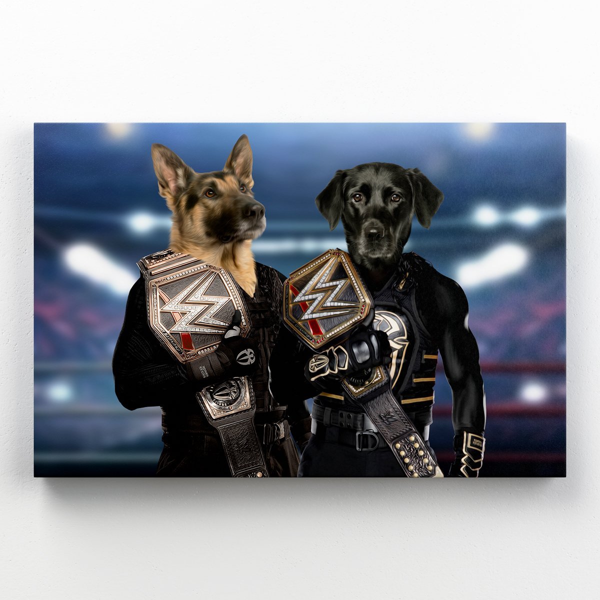 WrestleMania Champs: Custom Pet Canvas - Paw & Glory - Dog Portraits - Pet Portraits