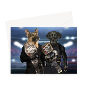 WrestleMania Champs: Custom Pet Greeting Card - Paw & Glory - Dog Portraits - Pet Portraits