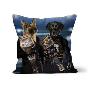 WrestleMania Champs: Custom Pet Pillow - Paw & Glory - Dog Portraits - Pet Portraits