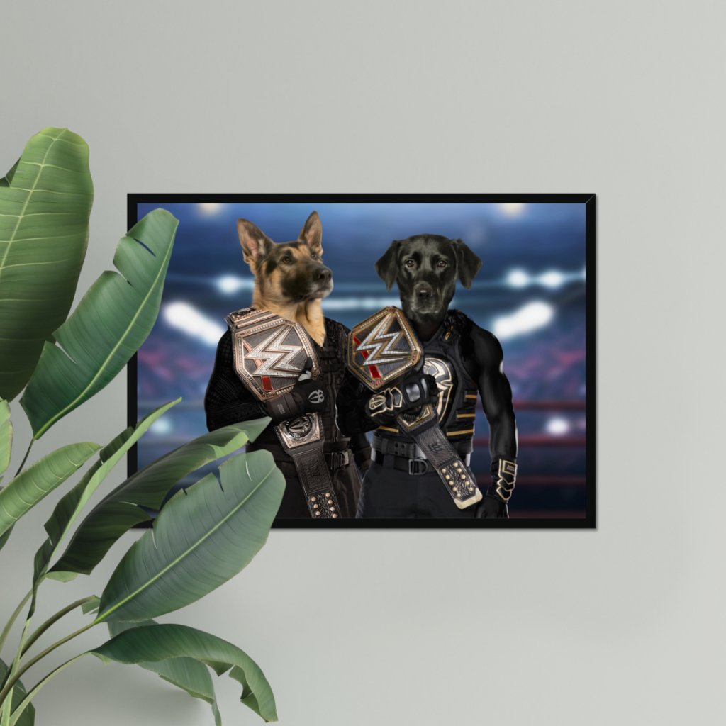 WrestleMania Champs: Custom Pet Portrait - Paw & Glory - Dog Portraits - Pet Portraits