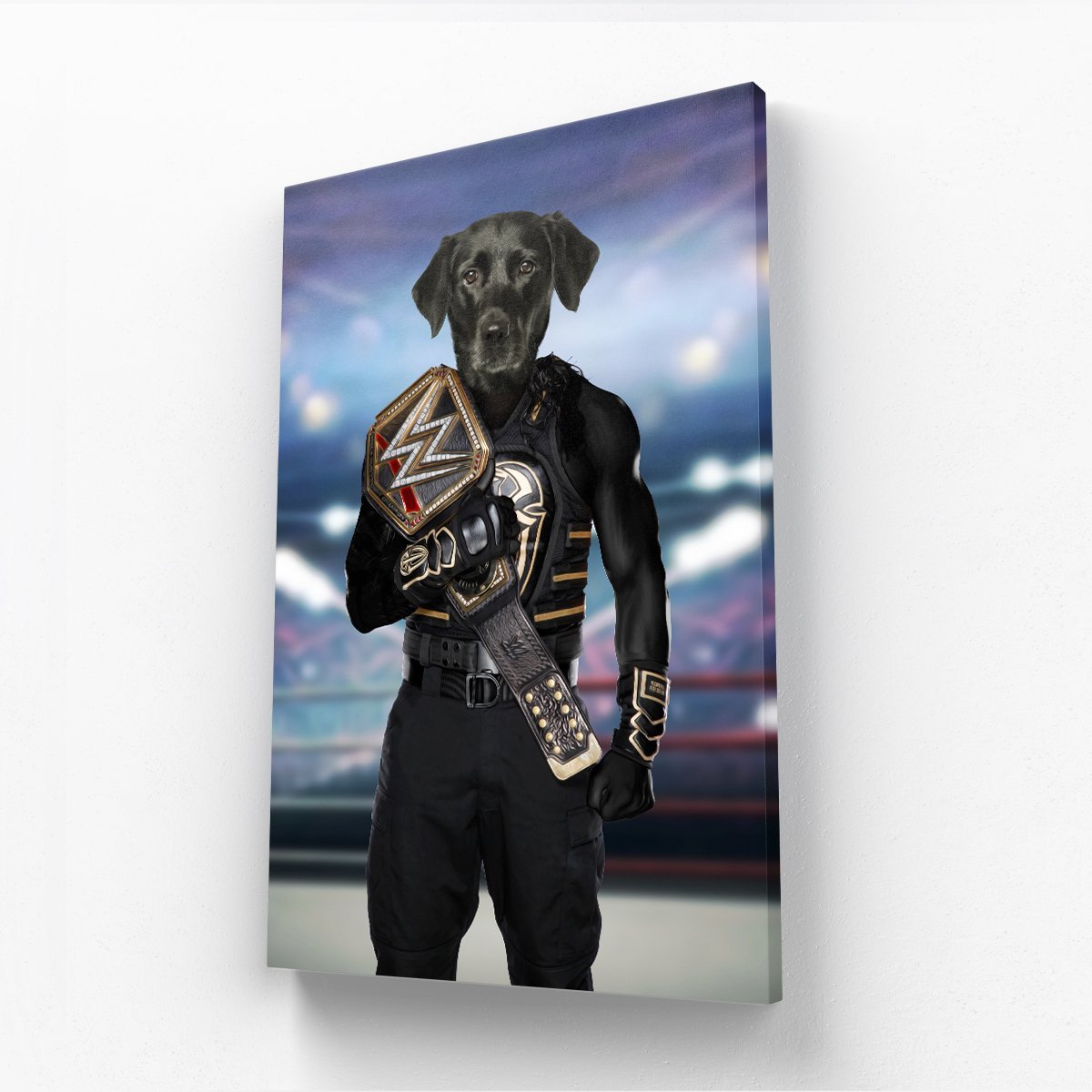 WWE Champ (Roman Reigns Inspired): Custom Pet Canvas - Paw & Glory - Dog Portraits - Pet Portraits