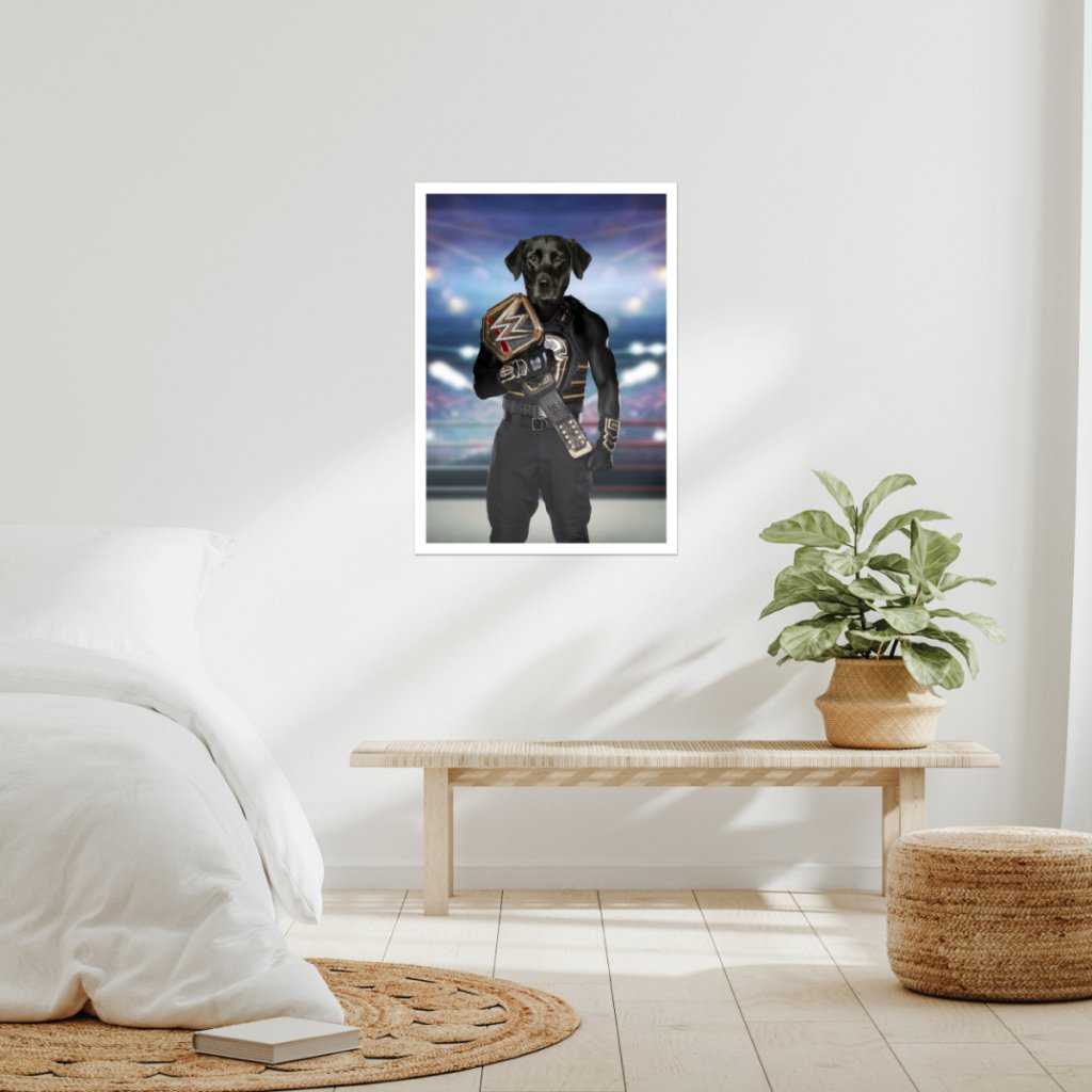 WWE Champ (Roman Reigns Inspired): Custom Pet Poster - Paw & Glory - Dog Portraits - Pet Portraits