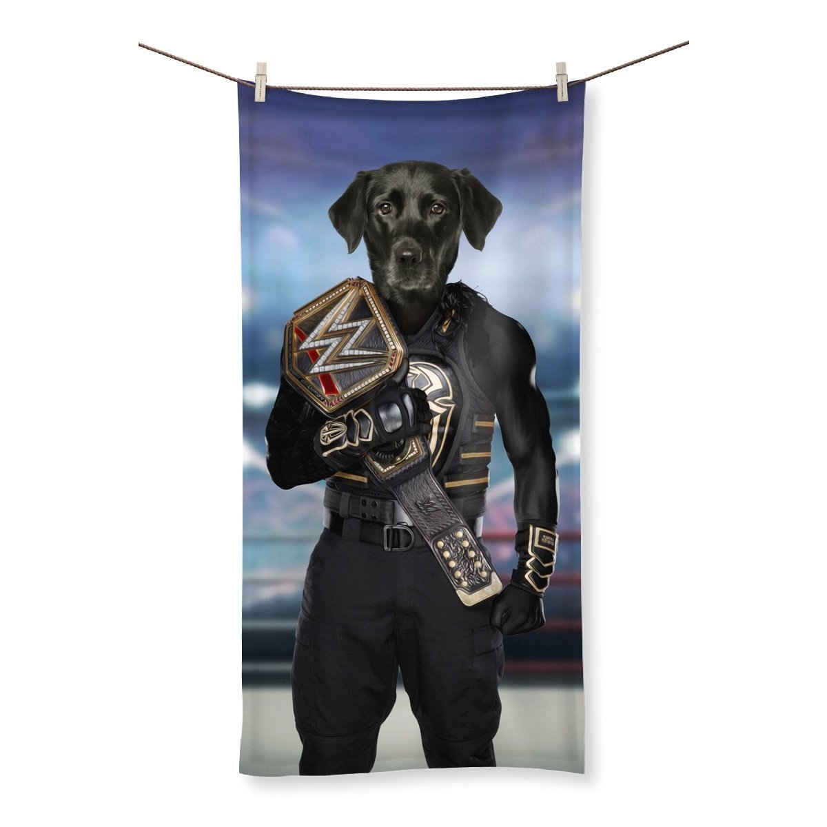 WWE Champ (Roman Reigns Inspired): Custom Pet Towel - Paw & Glory - Dog Portraits - Pet Portraits